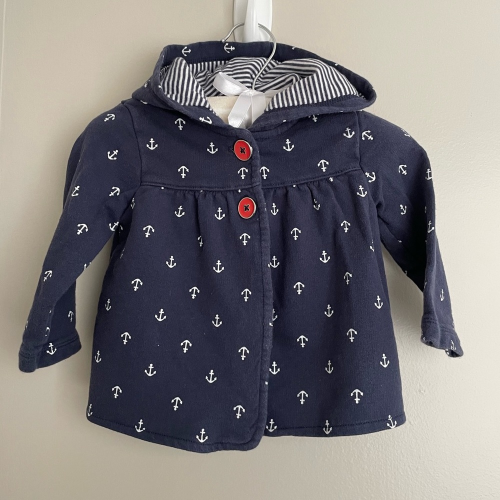 Carters sweatshirt cape in navy blue, size 12m